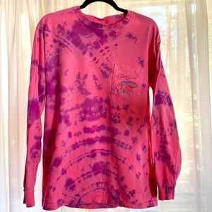 Maine wild life pink tie dye  long sleeve tee